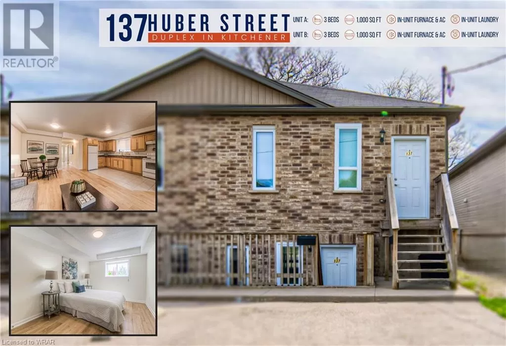 Duplex for rent: 137 Huber Street, Kitchener, Ontario N2A 1S2