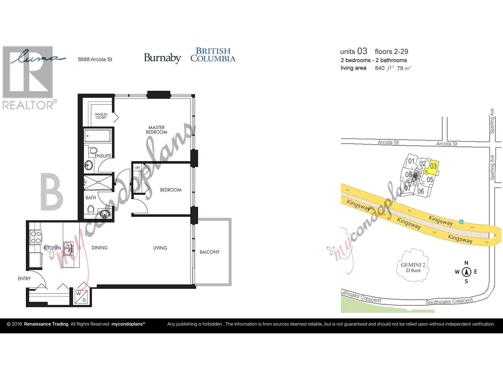 Apartment for rent: 1503 6688 Arcola Street, Burnaby, British Columbia V5E 0B3