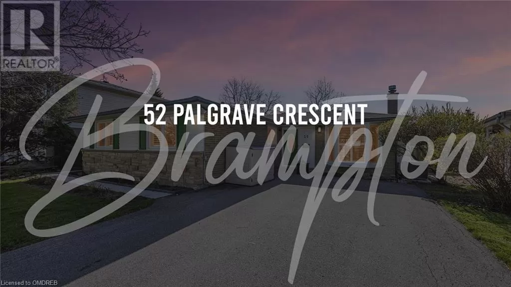 House for rent: 52 Palgrave Crescent, Brampton, Ontario L6W 1C9